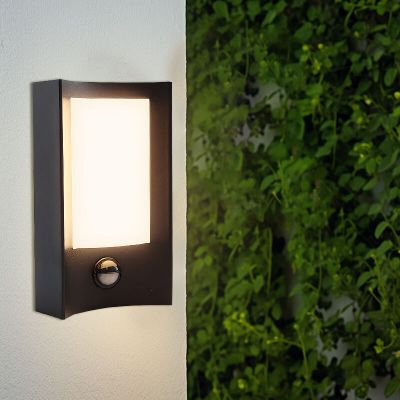 Applique da esterno con sensore di movimento nera moderna, Loris, 6W, 3000K LED, IP44