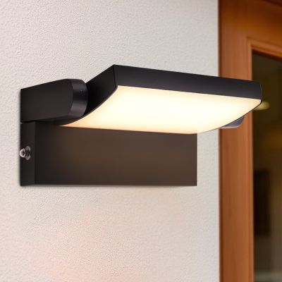 Applique da esterno con sensore crepuscolare nera moderna, Alet, 12,5W, 3000K LED, IP54