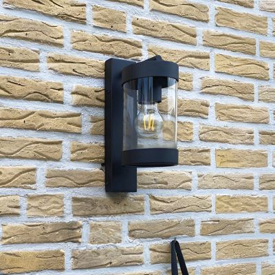 Applique da esterno con sensore crepuscolare nera moderna, Musa, IP44