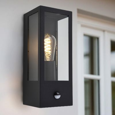 Applique da esterno con sensore di movimento nera moderna, Senne, IP44
