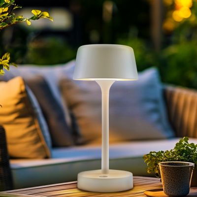 Lampada da tavolo da esterno bianca moderna, Emily, 3W, 3000K LED, IP44, dimmer in 3 fasi