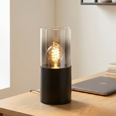 Lampada da tavolo nera moderna, Huy, con interruttore