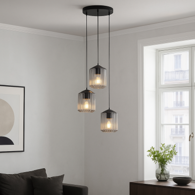 Lampada a sospensione trasparente retrò, Jisca