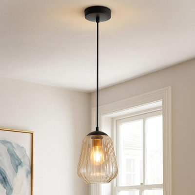 Lampada a sospensione ambrata design, Sue