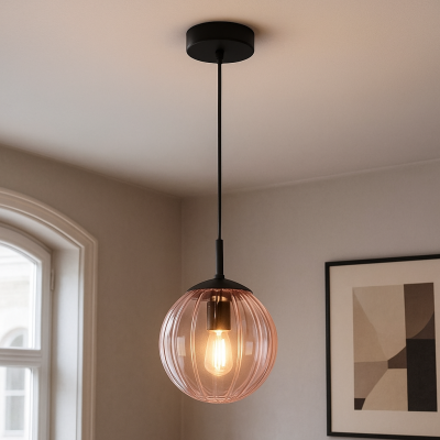 Lampada a sospensione rosa retrò, Rifka