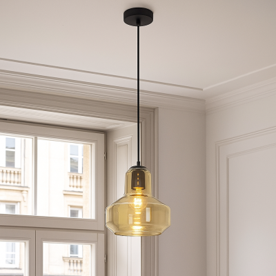 Lampada a sospensione ambrata design, Sabina