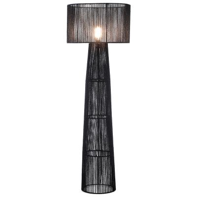 Lampada da terra nera rustica, Sanny, con interruttore