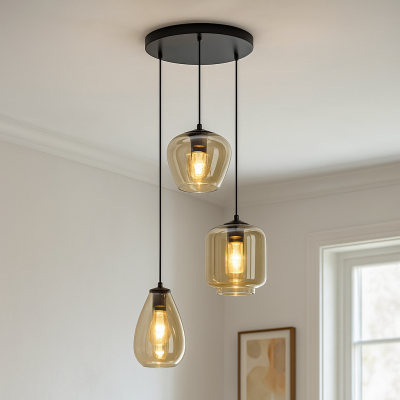 Lampada a sospensione ambrata moderna, Caia