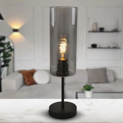 Lampada da tavolo grigia moderna, Gaya, con interruttore