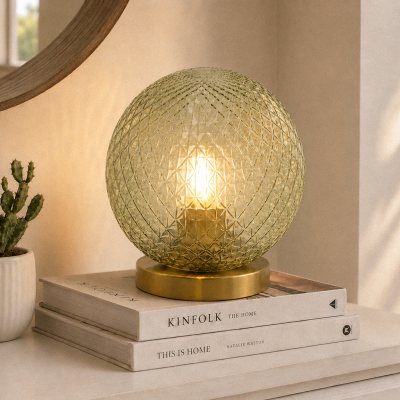 Lampada da tavolo verde retrò, Johnson, con interruttore
