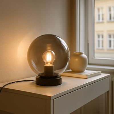Lampada da tavolo grigia moderna, Jelly, con interruttore