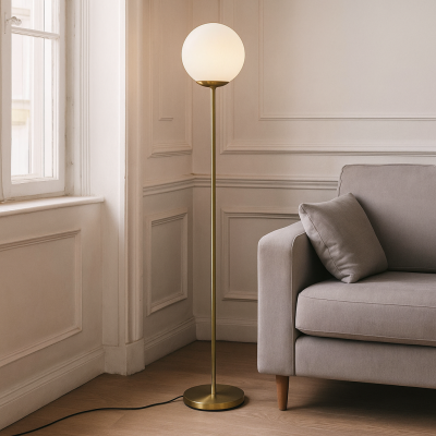Lampada da terra bianca design, Dolf, con interruttore