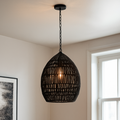 Lampada a sospensione nera industriale, Peggy