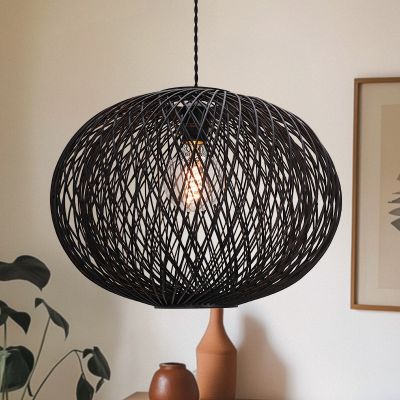 Lampada a sospensione in bambù nera, Florine