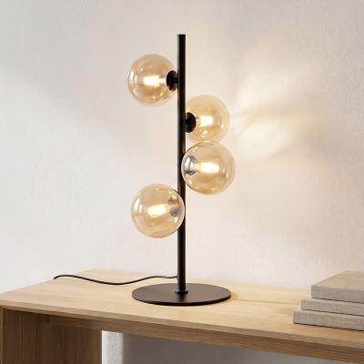Lampada da tavolo ambrata design, Remo, con interruttore