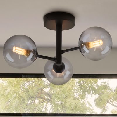 Lampada da soffitto da bagno nera moderna, Amer, IP44
