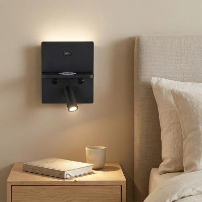 Applique da parete nera moderna, Isabella, 3W, 3000K LED, con interruttore