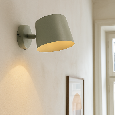 Faretto da parete verde moderno, Rinke, con interruttore