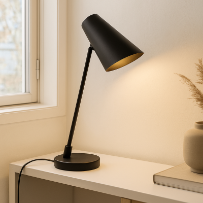 Lampada da tavolo nera moderna, Taro, con interruttore