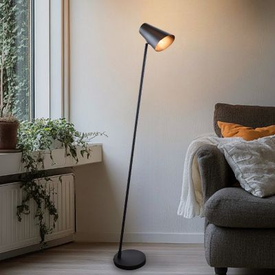 Lampada da terra nera moderna, Taro, con interruttore