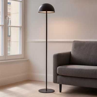 Lampada da terra nera retrò, Douwe, 4W, dim to warm LED, controllo touch