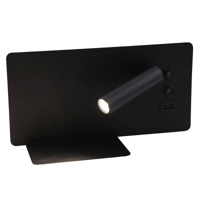 Applique da parete nera moderna, Stanley, 10W, 4000K LED, con interruttore