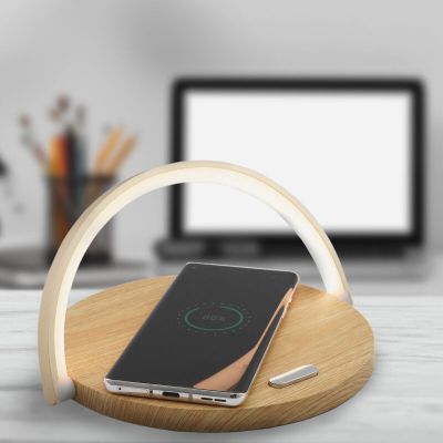 Lampada da tavolo in legno in plastica, Erhan, 2W, 3000K LED, con interruttore