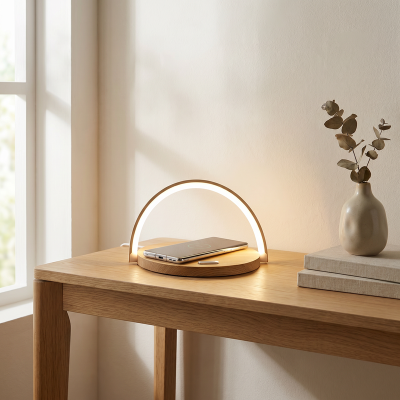 Lampada da tavolo in legno in plastica, Erhan, 2W, 3000K LED, con interruttore