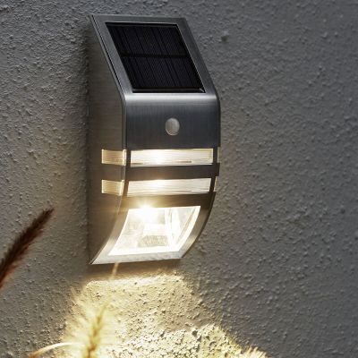 Applique da esterno solare argenta in alluminio, Alistair, 0,04W, 3000K LED, IP44