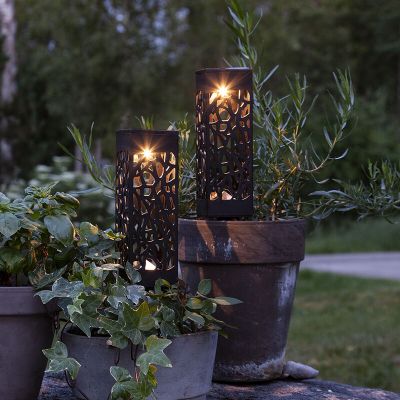 Set di 2 luci solari da terra nere Amisha, con sensore crepuscolare