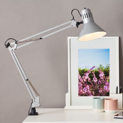 Faretto con pinza grigio metallo, Katharina, con interruttore