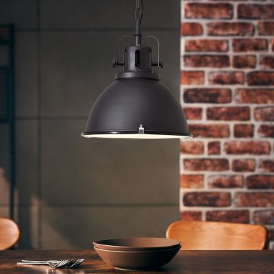 Lampada a sospensione nera industriale, Alexi