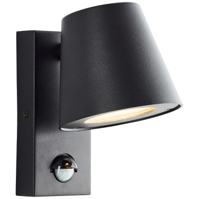 Applique da esterno con sensore di movimento nera metallo, Wies, IP44