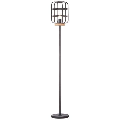 Lampada da terra in legno nera, Taede, con interruttore