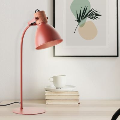 Lampada da tavolo rossa rustica, Thalina, con interruttore