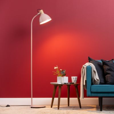 Lampada da terra rosa rustica, Thalina, con interruttore