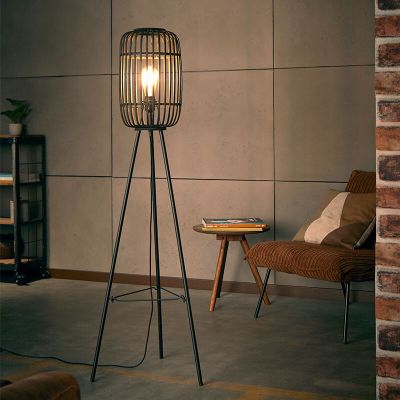 Lampada da terra in legno nera, Brain