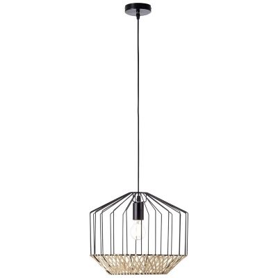 Lampada a sospensione in legno nera, Luisa