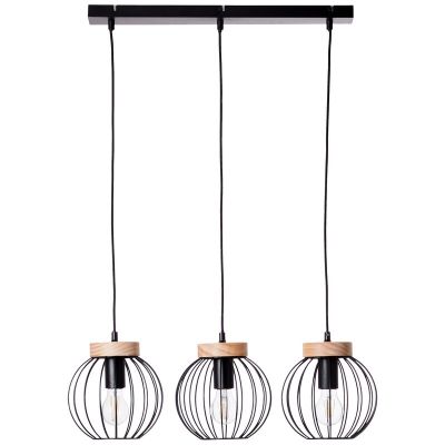 Lampada a sospensione in legno nera, Donato