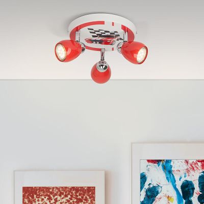 Faretto da soffitto per bambini rosso metallo, Vidal