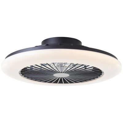 Ventilatore da soffitto nero moderno, Salerno, 40W, RGBW LED, con telecomando