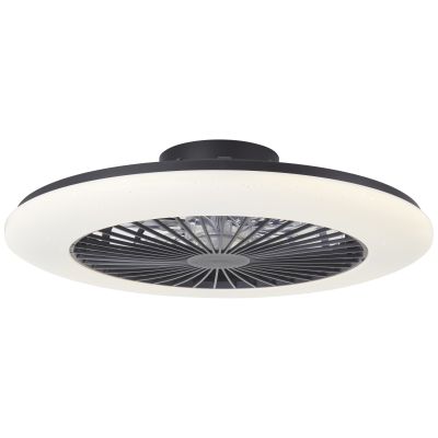 Ventilatore da soffitto nero moderno, Salerno, 48W, RGBW LED, con telecomando