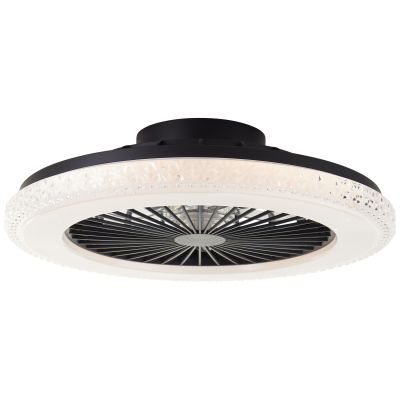 Ventilatore da soffitto nero moderno, Badria, 40W, RGBW LED, con telecomando