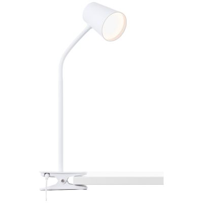 Lampada con morsetto bianca in plastica, Musab, 7W, 3000K LED, dimmer in 3 fasi