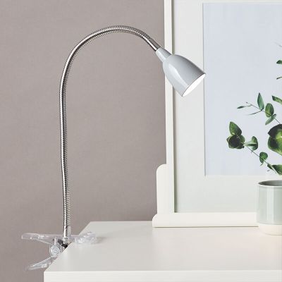 Faretto con pinza grigio in plastica, Kit, 2,4W, 3000K LED, con interruttore