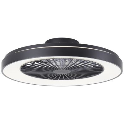 Ventilatore da soffitto nero moderno, Mazzaro, 48W, RGBW LED, con telecomando