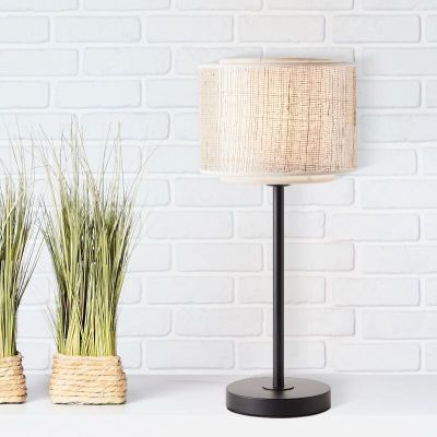 Lampada da tavolo beige rustica, Gerbert, con interruttore