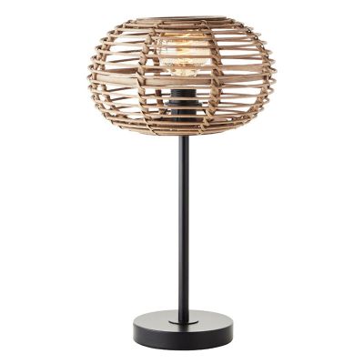 Lampada da tavolo in rattan marrone, Sevim, con interruttore