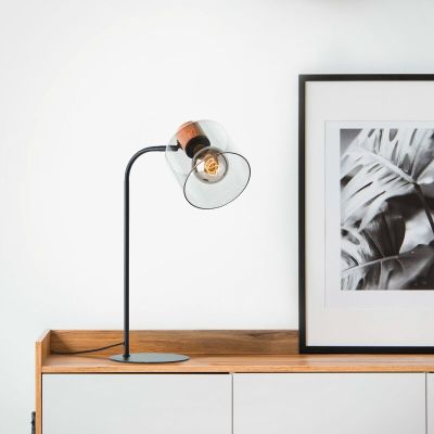 Lampada da tavolo grigia moderna, Serkan, con interruttore