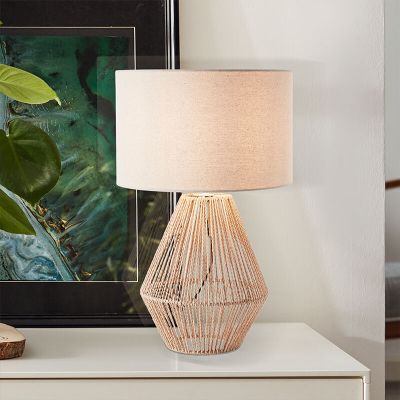 Lampada da tavolo beige rustica, Fennie, con interruttore